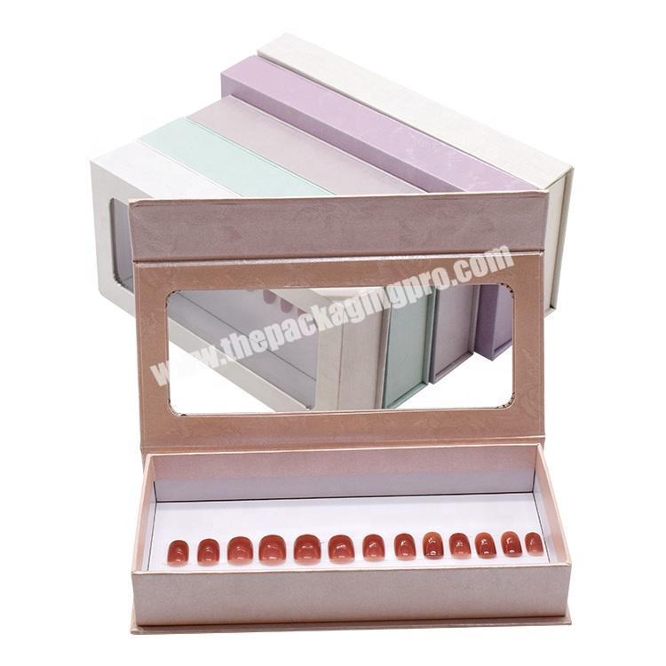 New Fashion Custom Logo Paper Cardboard Private Label Fake Nails Box Empty Artificial Press On Nail Packaging Box manufacturer