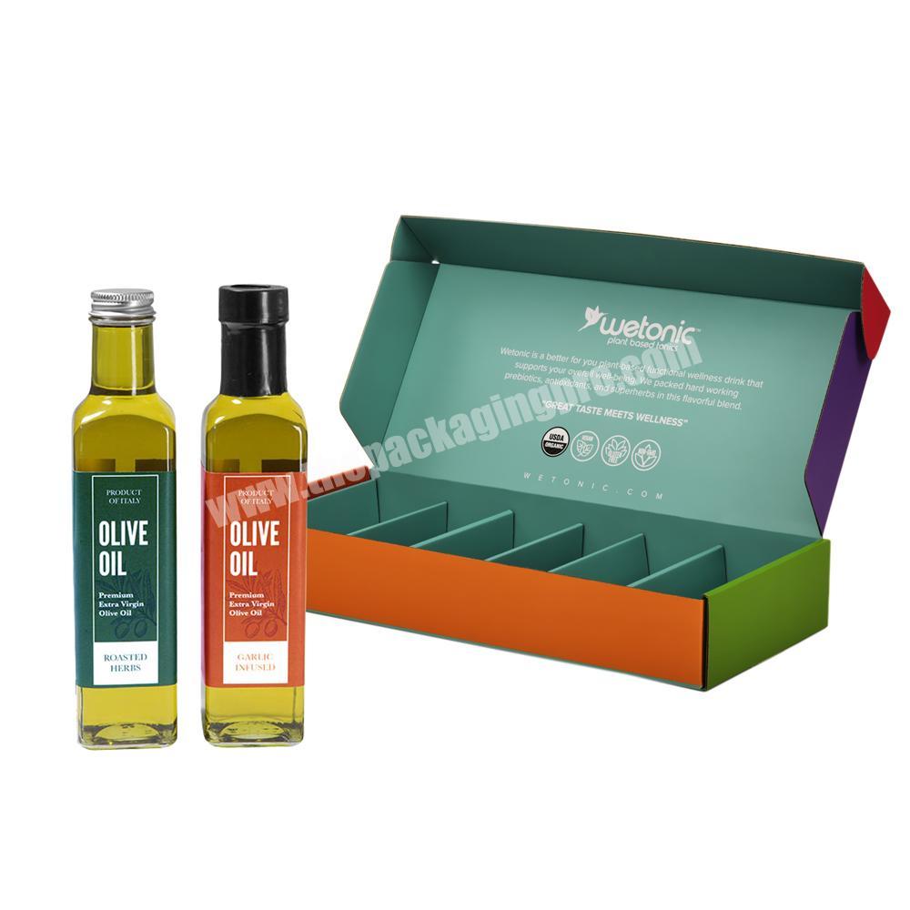 Custom Logo corrugated paper gift olive oil bottle packaging box