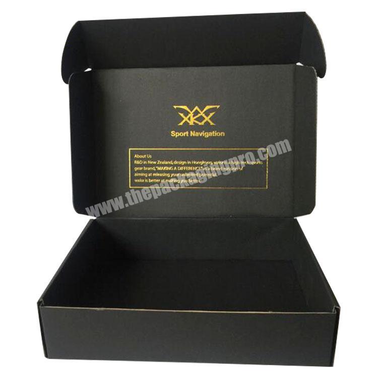 Custom Logo printed black T-shirt clothes packaging corrugated cardboard shipping mailing box