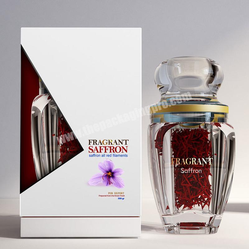 Custom Luxury Design Saffron Jar Packing Box Cardboard Paper Saffron Bottle Packaging Box For Saffron