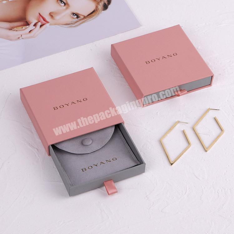 Custom Luxury Drawer Sliding Bangle Bracelet Earring Paper Pink Jewelry Gift Boxes