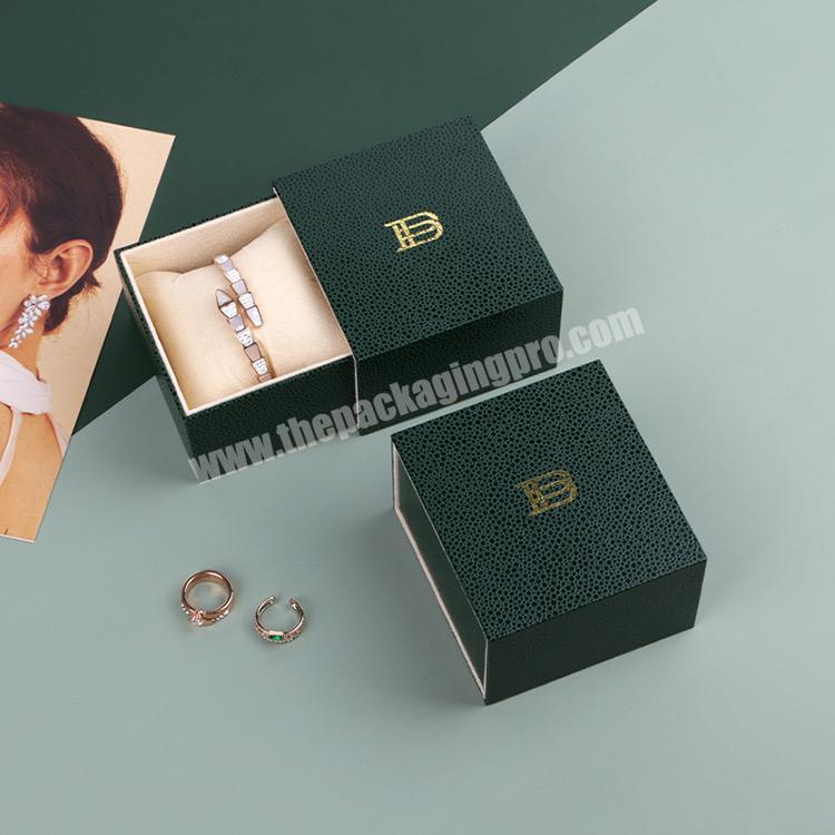 Custom Luxury Green Paper Drawer Earring Necklace Jewellery Ring Packaging Jewelry Boxes with Logo