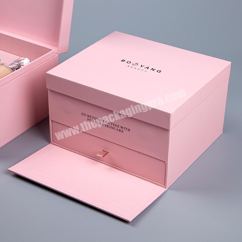 Custom Luxury Logo Printed Paper Drawer Portable Gift Cosmetic Gift Make Up Storage Boxes
