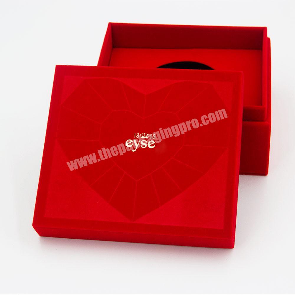 Custom Luxury Red Valentine Day Romantic Love You Pendant Gift Box Square Jewelry Velvet Gift Box Ladies Fashion Gift Box