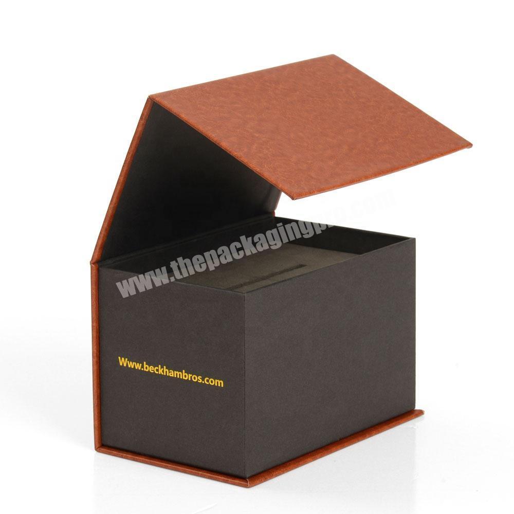Custom Luxury Small Folding Handmade Faux Pu Leather Gift Packaging Paper box