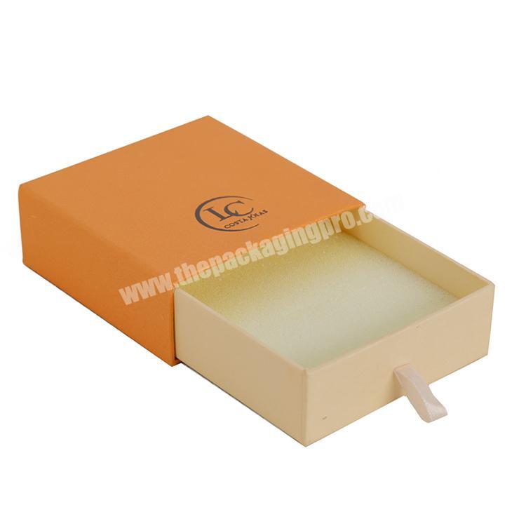 Custom Paper Orange Box Drawer Sliding Business Trade Gift Card  Packaging Boxes