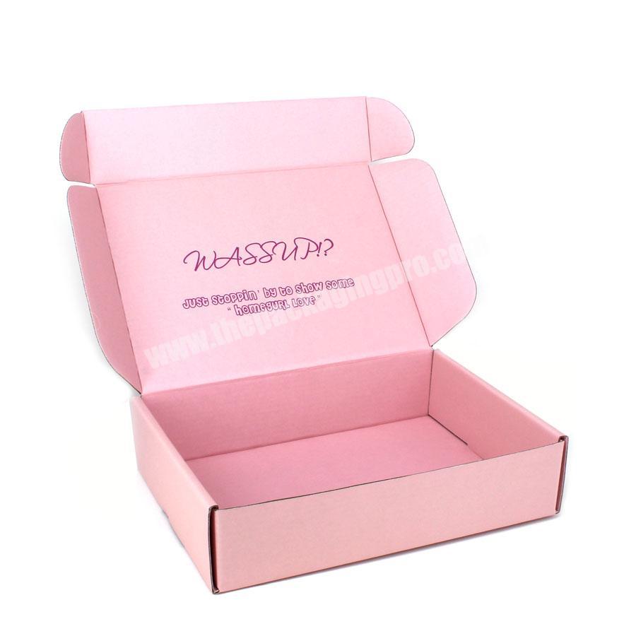 Custom Pink Color Mailer Box Cosmetic Shipping Boxes Paper Packaging Makeup Box with Stickers and Tissue Paper