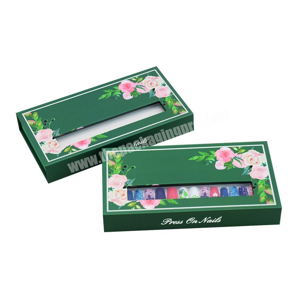 Custom Printed Empty False Nails Pack Box Luxury Magnetic Presson Press On Nail Packaging Box with Paper Insert factory