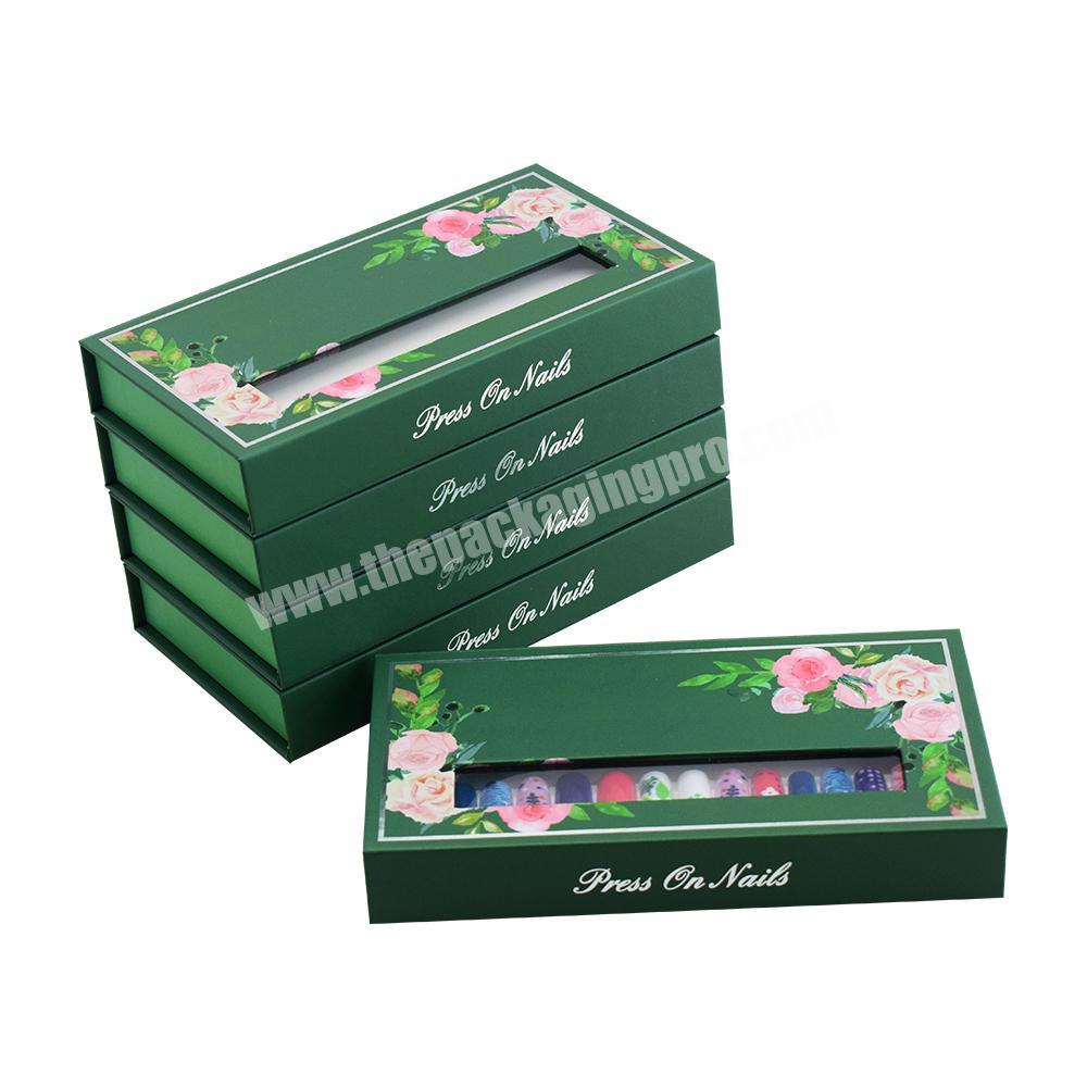 personalize Custom Printed Empty False Nails Pack Box Luxury Magnetic Presson Press On Nail Packaging Box with Paper Insert