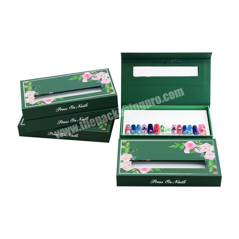 custom Custom Printed Empty False Nails Pack Box Luxury Magnetic Presson Press On Nail Packaging Box with Paper Insert 