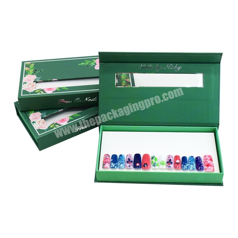 Custom Printed Empty False Nails Pack Box Luxury Magnetic Presson Press On Nail Packaging Box with Paper Insert wholesaler