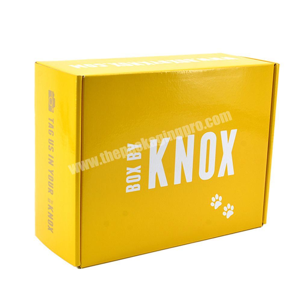 Custom Printed Folding Clothing Gold Yellow Gift Packaging Mailer Shipping Paper Corrugated Box Mailer Box