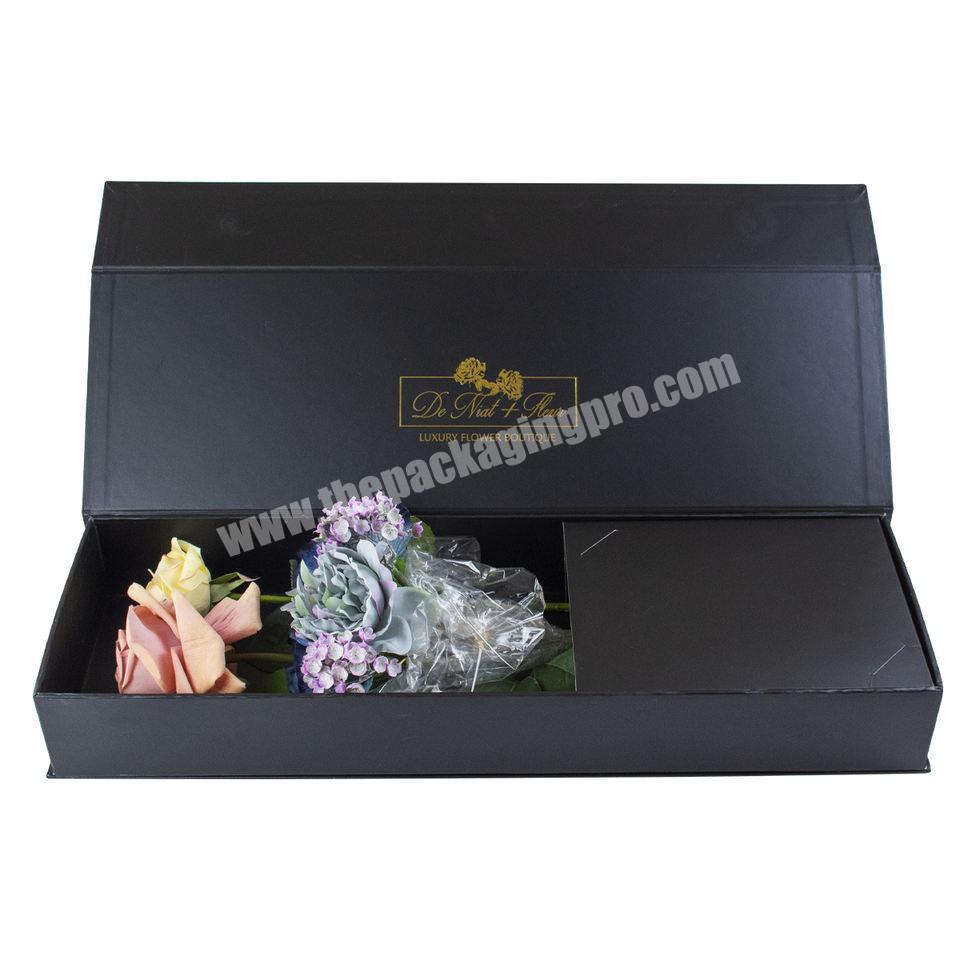 Custom Rectangular Magnetic Closure Paper Long Stem Flower Gift Packaging Box Luxury Folding Flower Bouquet Gift Transport Box