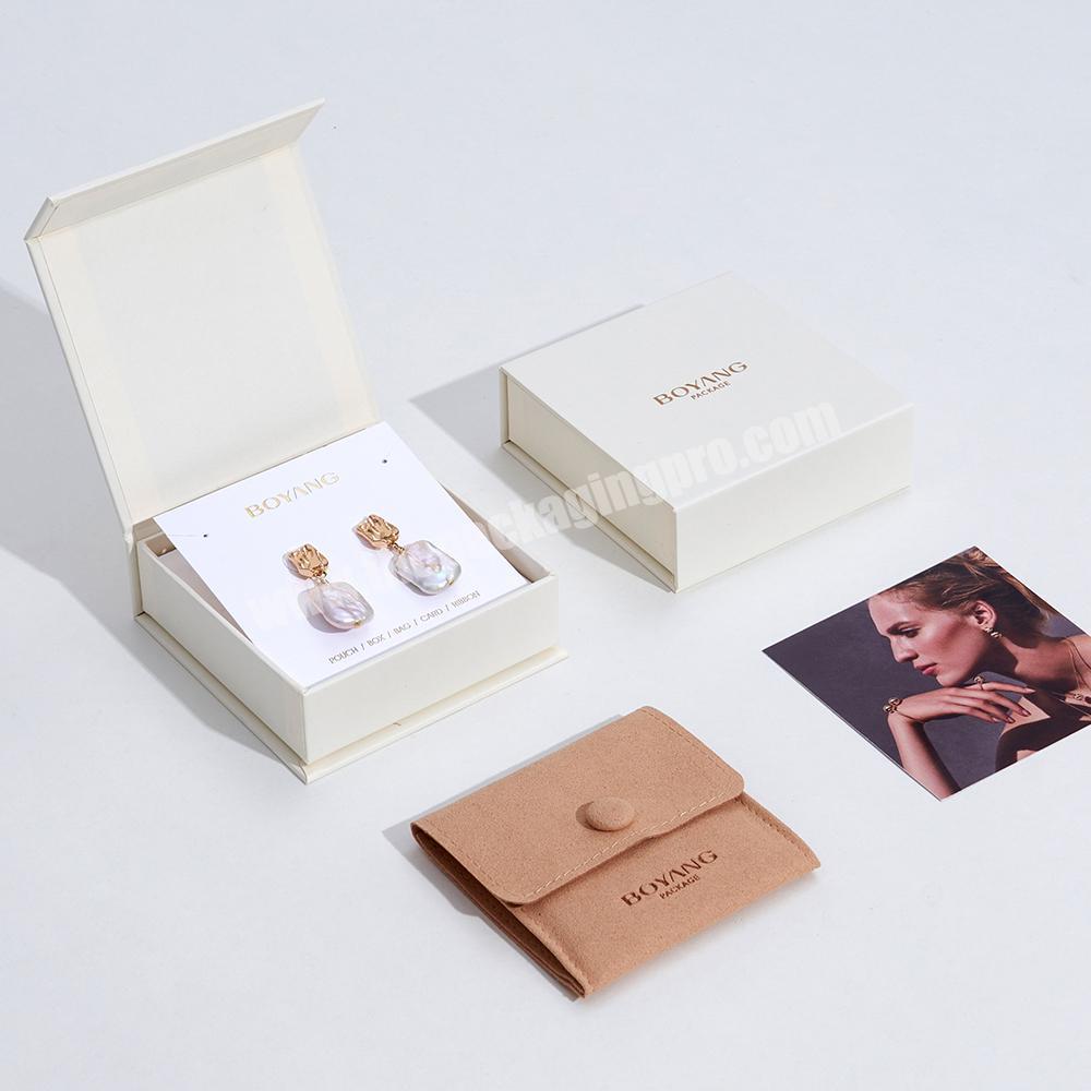 Custom Recyclable ECO Beige Paper Cardboard Book Shape Magnetic Jwwelry Set Box Packaging
