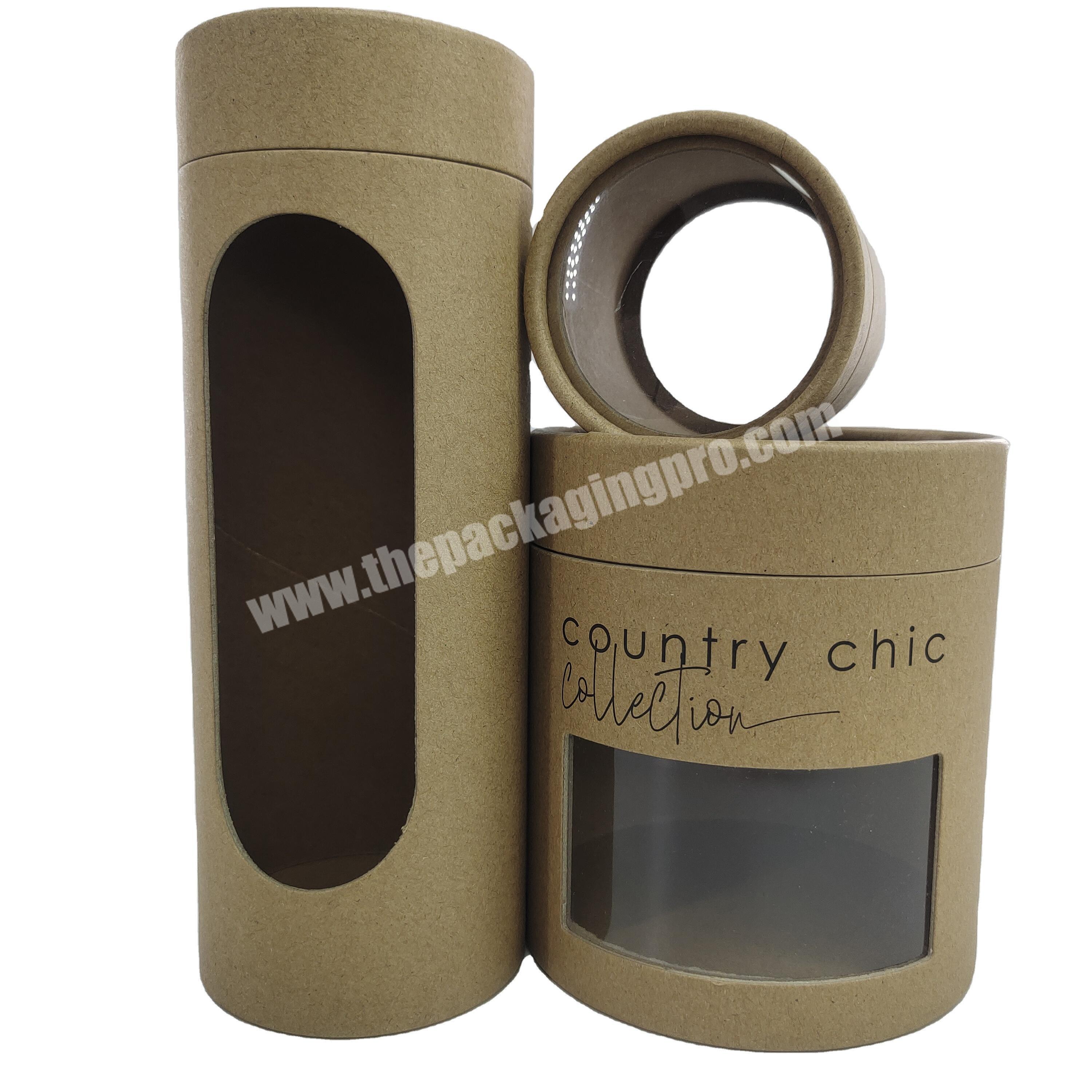 Custom Round Paper Tube Packaging Eco Friendly Cardboard Tube With Window Round Cylinder Box Container