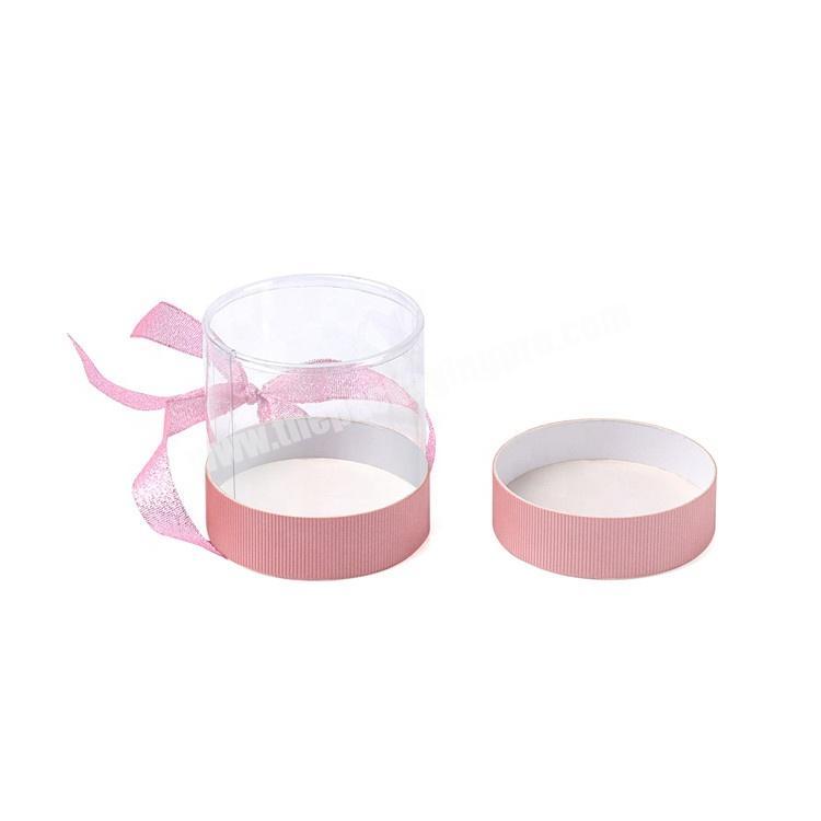 Custom Round Shape Clear PVC Gift Packaging Tube Box With Ribbon