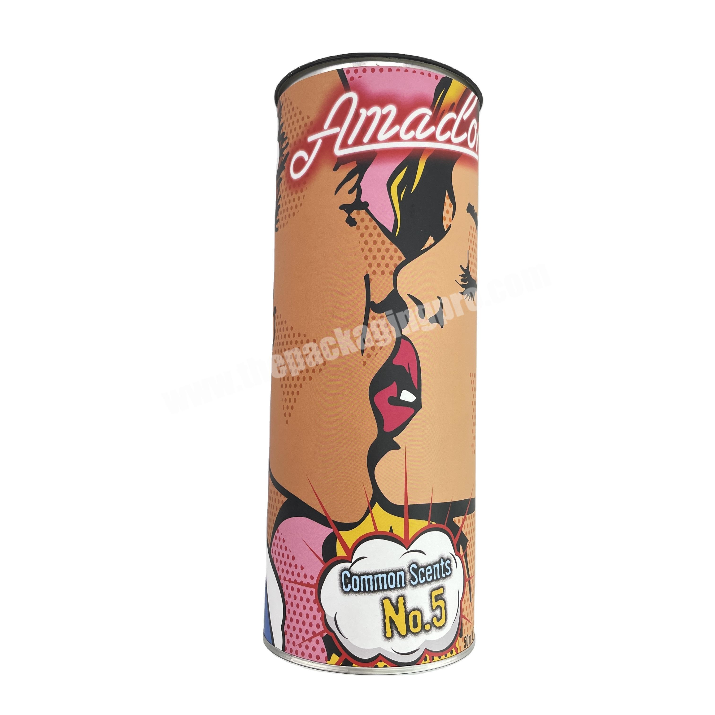 Custom Size Food Grade Paper Tube Packaging  Kraft Paper Tube Cans With Metal Lid