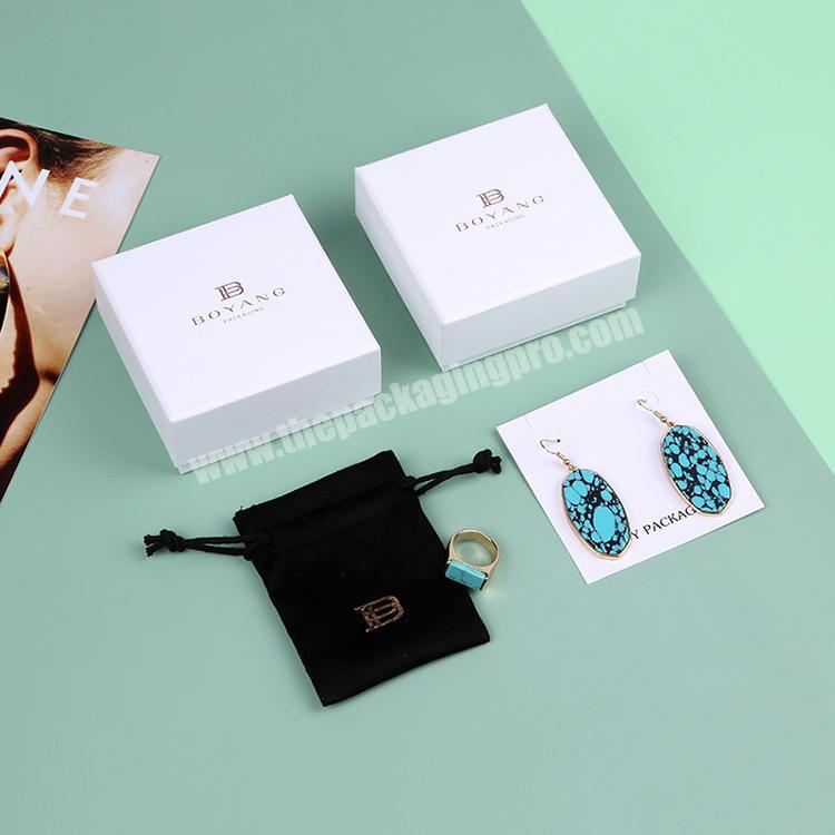 Custom Small luxury Earring Bracelet Ring Necklace Packaging White Cardboard Paper Jewelry Box