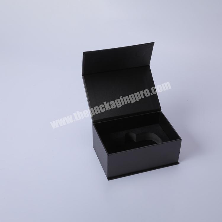 Custom Sponge Tray Rigid Paper Creative Flip Lid Luxury Magnetic Closure Black Perfume Packaging Box