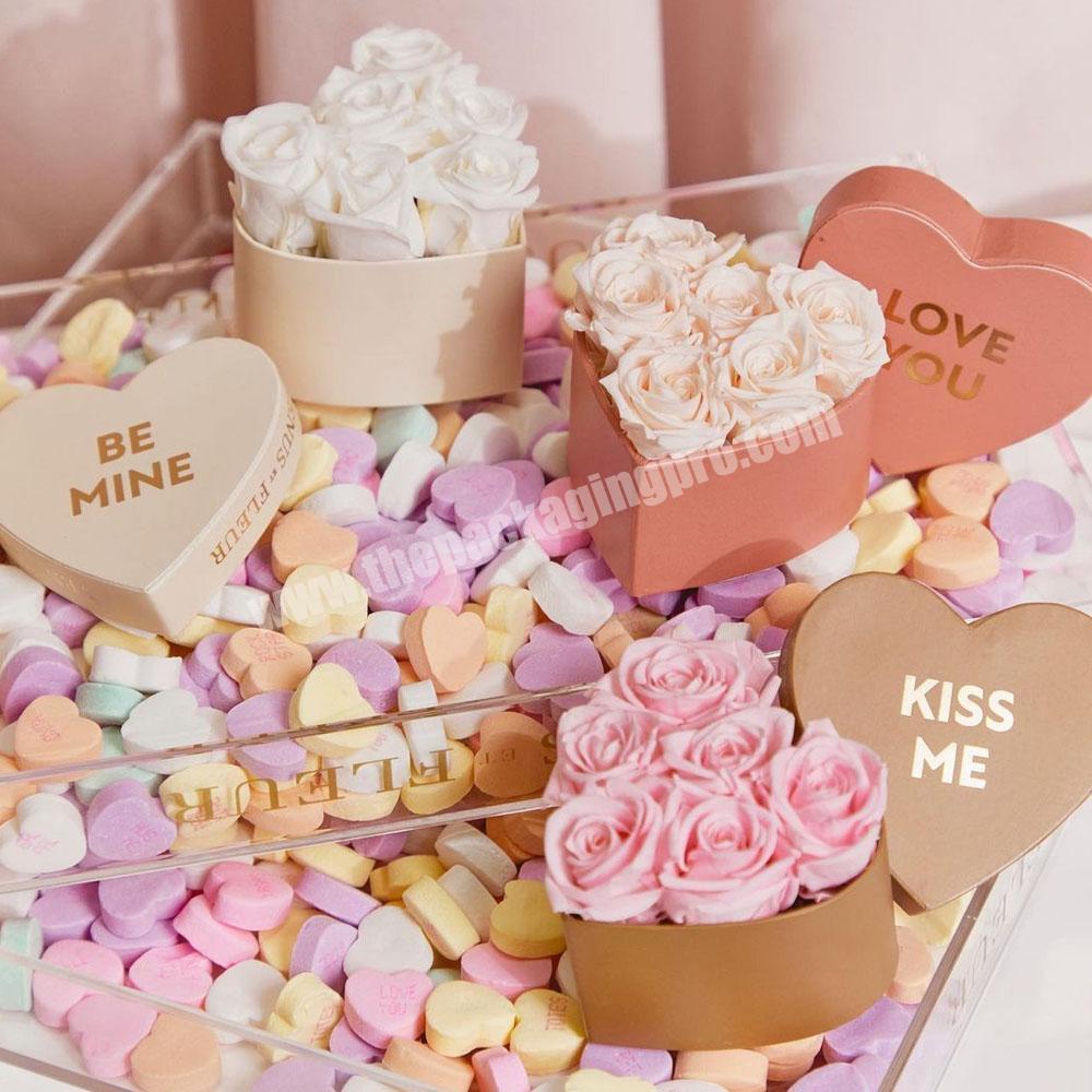 Custom Valentine's Day Rose Packaging Heart Boxes For Flower And Dessert Flower Gift Box Packaging Luxury Mini Heart Flower Box