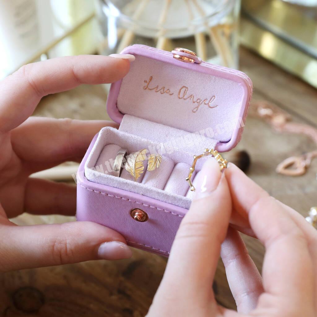 Custom Wholesale Custom Mini Jewelry Storage Box Personalised Mini Jewelry Travel Leather Ring Box