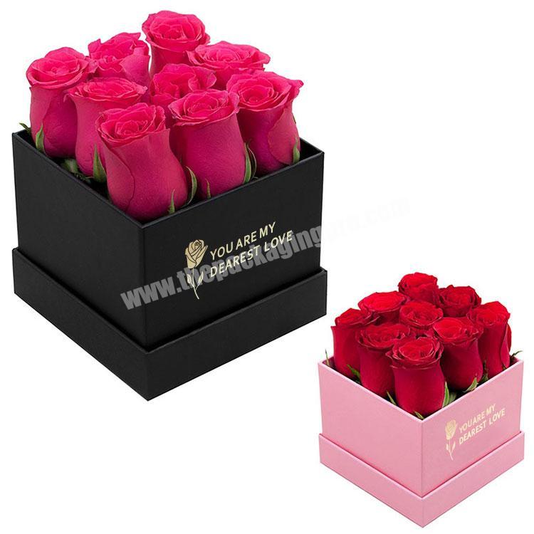 Custom You Own Logo Luxury Cardboard Paper Square Set Gift Preserved Mom Rose Flowers Box Packaging factory