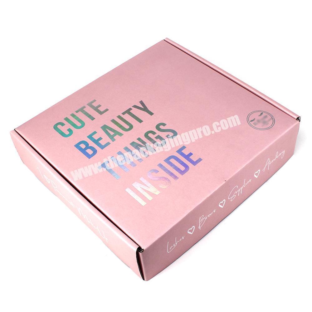 Custom beauty cosmetic mailing press on nail oil packaging shipping corrugated box holographic