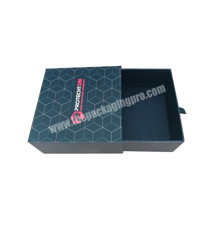 Custom black cardboard drawer packaging gift box with foil logo