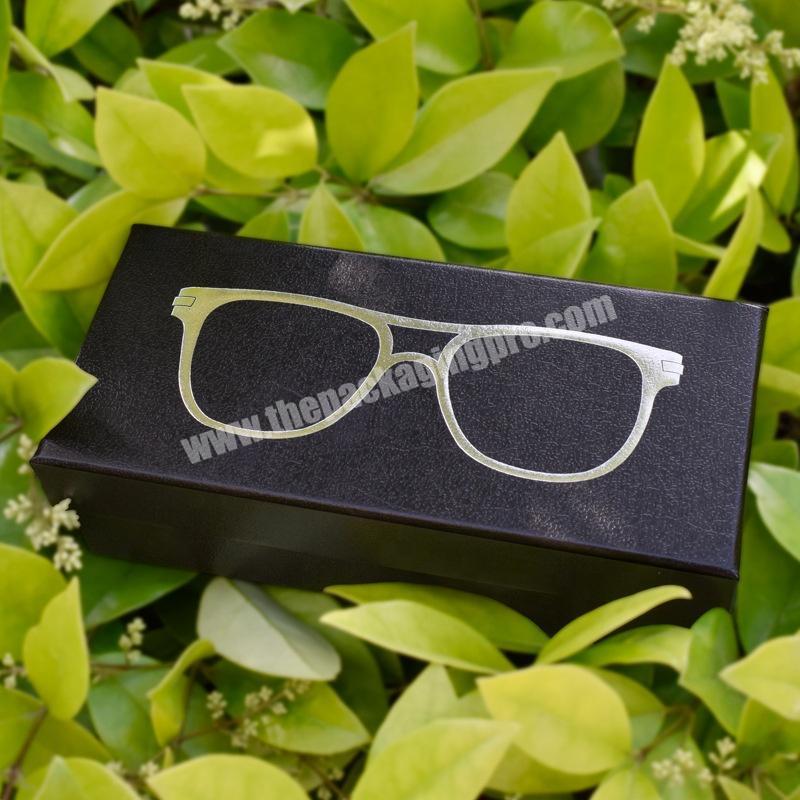Custom black hard paper glasses case rectangular heaven and earth cover sunglasses  box