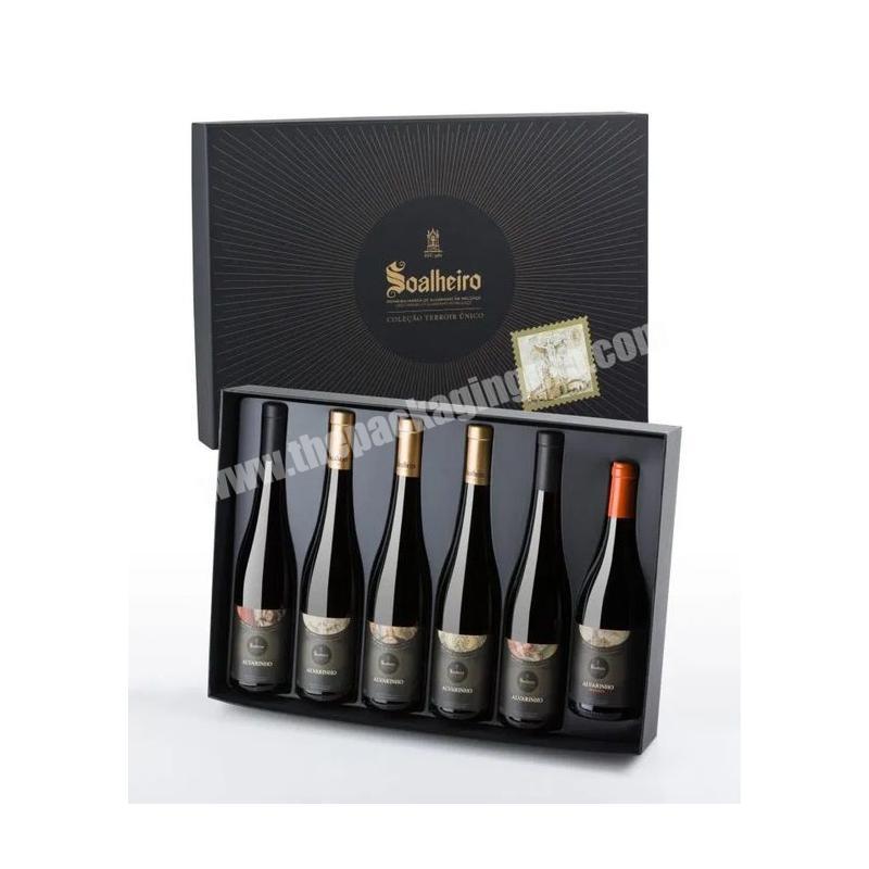 Custom black luxury single bottle wine gift set box luxury packaging carton red wine glass gift box packaging