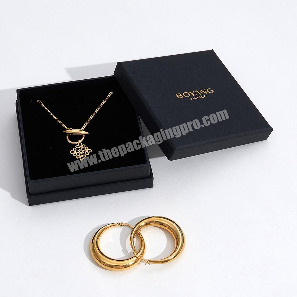 Custom black personalized gift jewelry packing boxes with logo