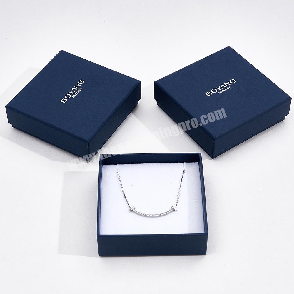 Custom blue rigid paper luxury jewellery box mini jewelry gift storage packaging boxes with logo