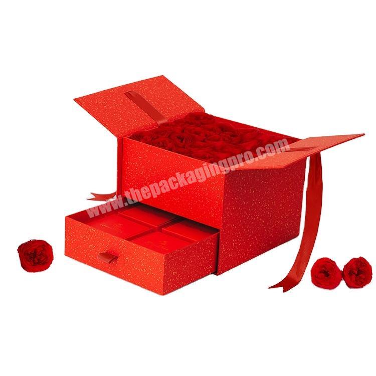 Custom boutique flower drawer women double opening gift box hot selling luxury packaging double layered boxes