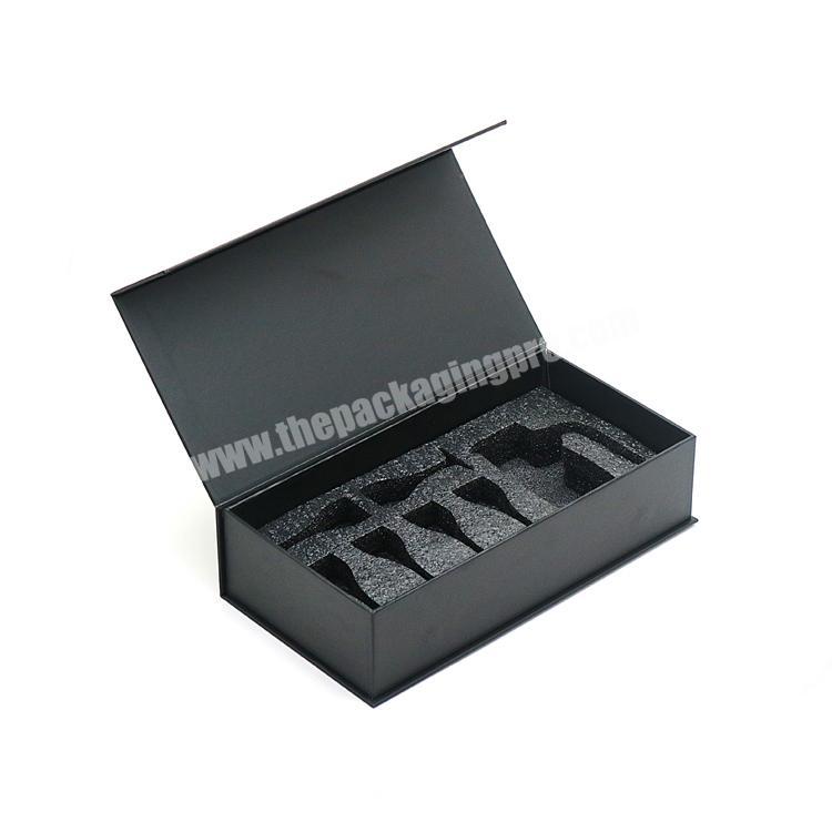Custom caixa de presente wine glass gift box set black luxury magnetic closure packaging box