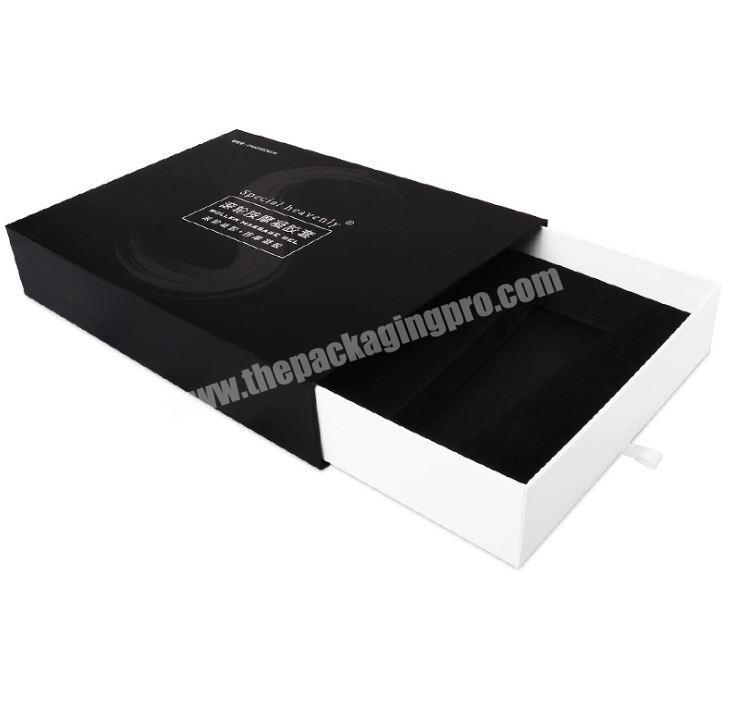 Custom cardboard black and white color  drawer boxes packaging paper drawer storage gift box with foam