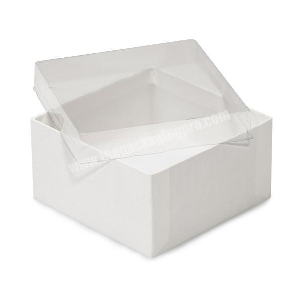 Custom cardboard carton blancas packaging transparent cover box white base gift box with clear lid