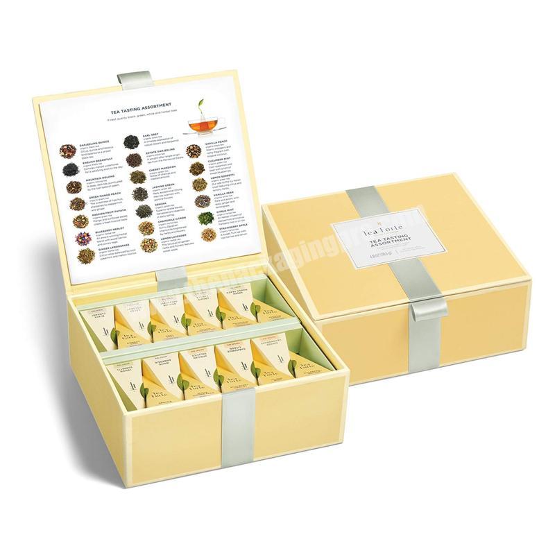 Custom cardboard christmas gift afternoon tea boxes organizer cajas de madera takeaway tea bag tin gift box packaging paper box