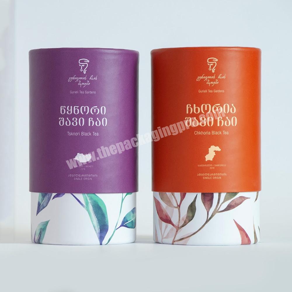 Custom cylinder biodegradable cardboard paper tube packaging box for tea coffee packaging