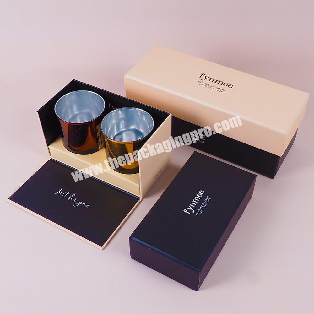 Custom design logo cardboard magnetic candle gift box with inserts luxury packaging candle jar box packaging candle gift set box factory