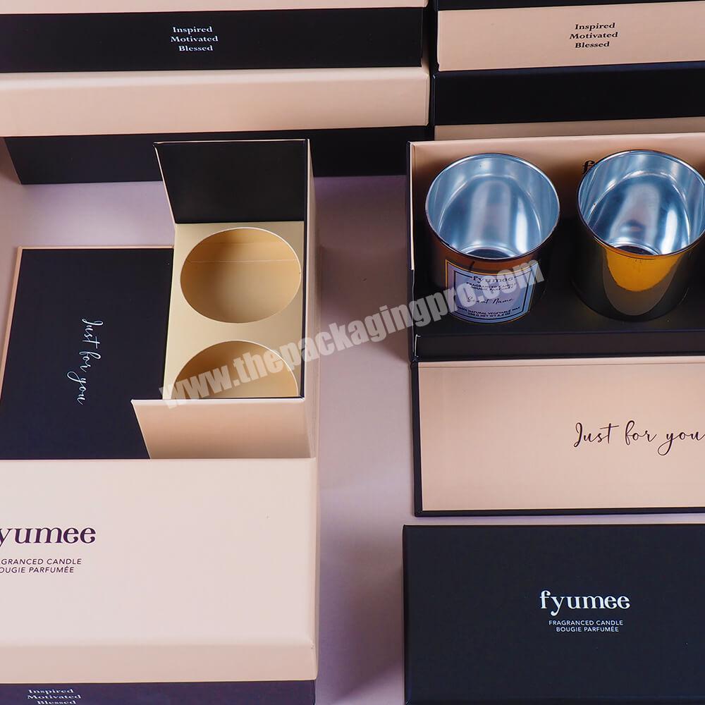 Custom design logo cardboard magnetic candle gift box with inserts luxury packaging candle jar box packaging candle gift set box