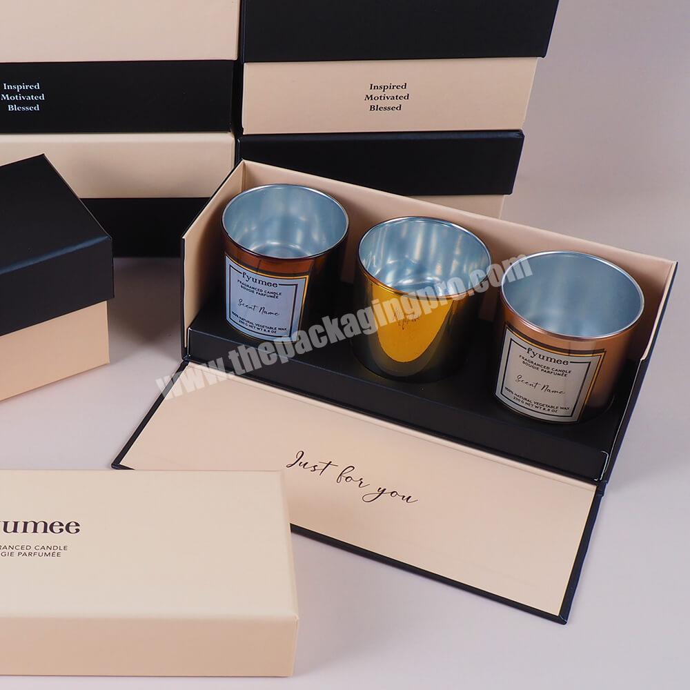 Custom design logo cardboard magnetic candle gift box with inserts luxury packaging candle jar box packaging candle gift set box
