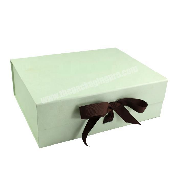 Custom design magnetic foldable  paper cardboard gift box with changeables ribbon