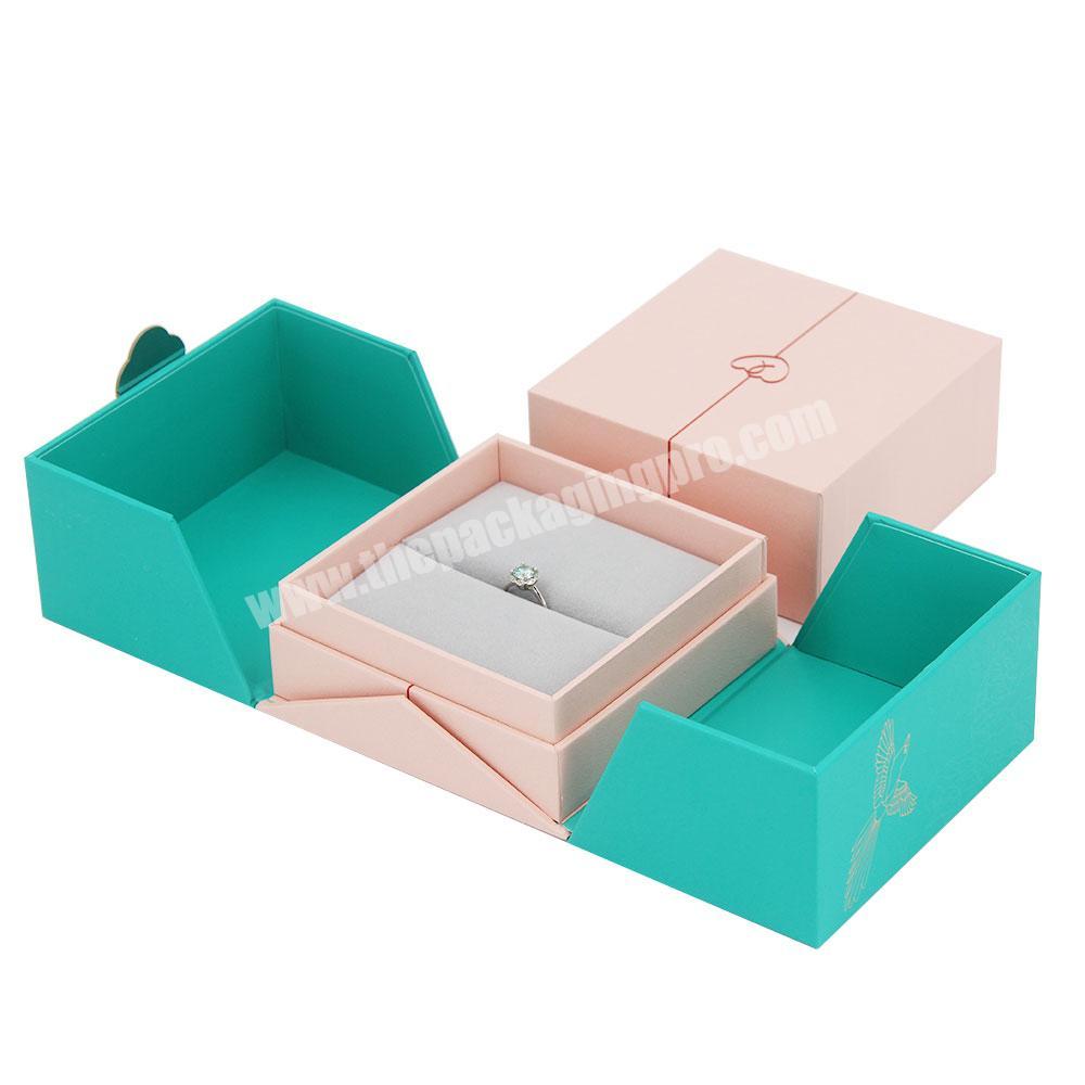 Custom design satin portable mini round jewelry box packaging ring paper necklace jewelry boxes with logo luxury jewelry box
