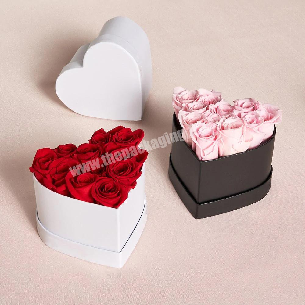 Custom design single heart flower rose box packaging cardboard paper boxes flowers gift valentines day heart shape flower box