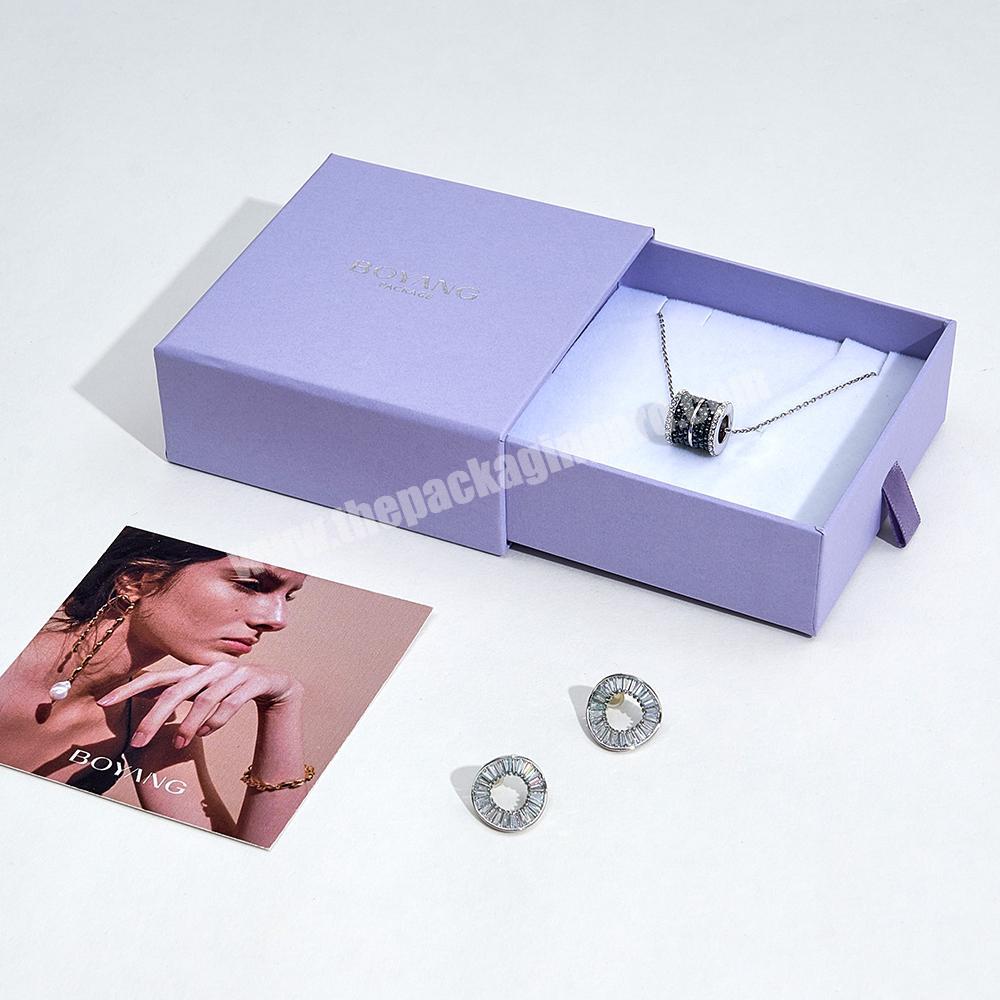 Custom drawer style small gift jewelry necklace box packaging with logo