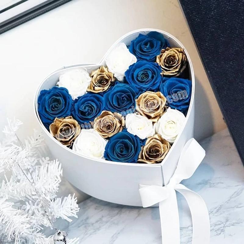 Custom empty heart shaped i love you flower hat box preserved flowers luxury arrangement paper artificial flower gift box