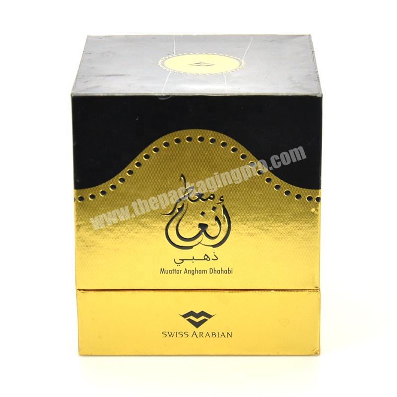 Custom exquisite gift box packaging employ embossed coated paper UV printing perfume box luxury packaging