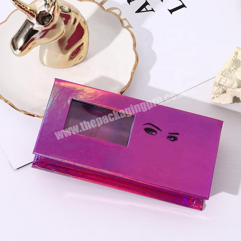 Custom eyelash box with logo cosmetic color box printed eyelash packaging box with window