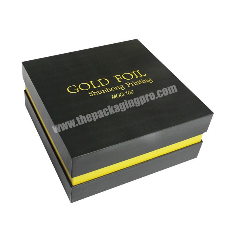 Custom gift luxury paper box designing logo black product packaging boxes with lid
