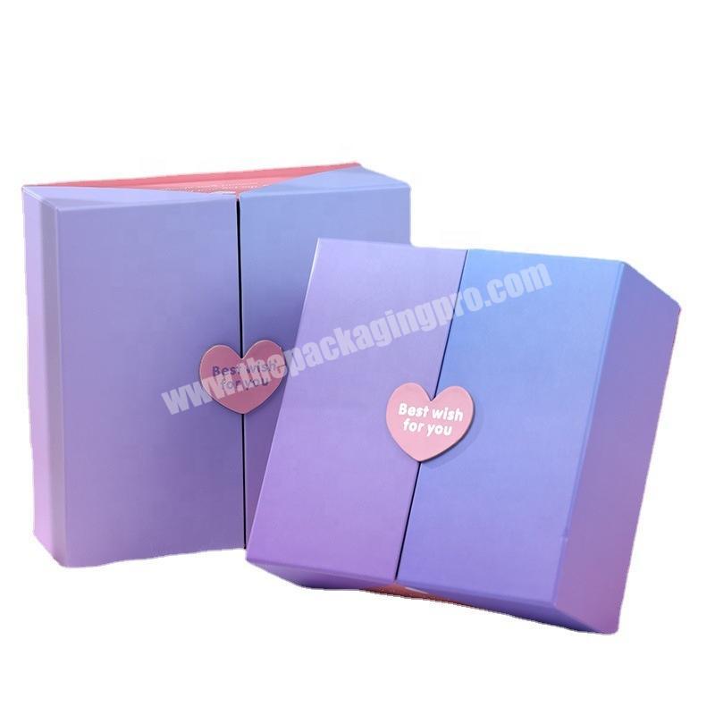 Custom gradient color double door gift box packaging luxury birthday ...